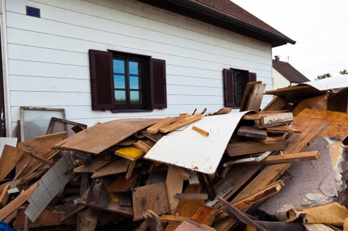 Different types of builders waste ready for disposal